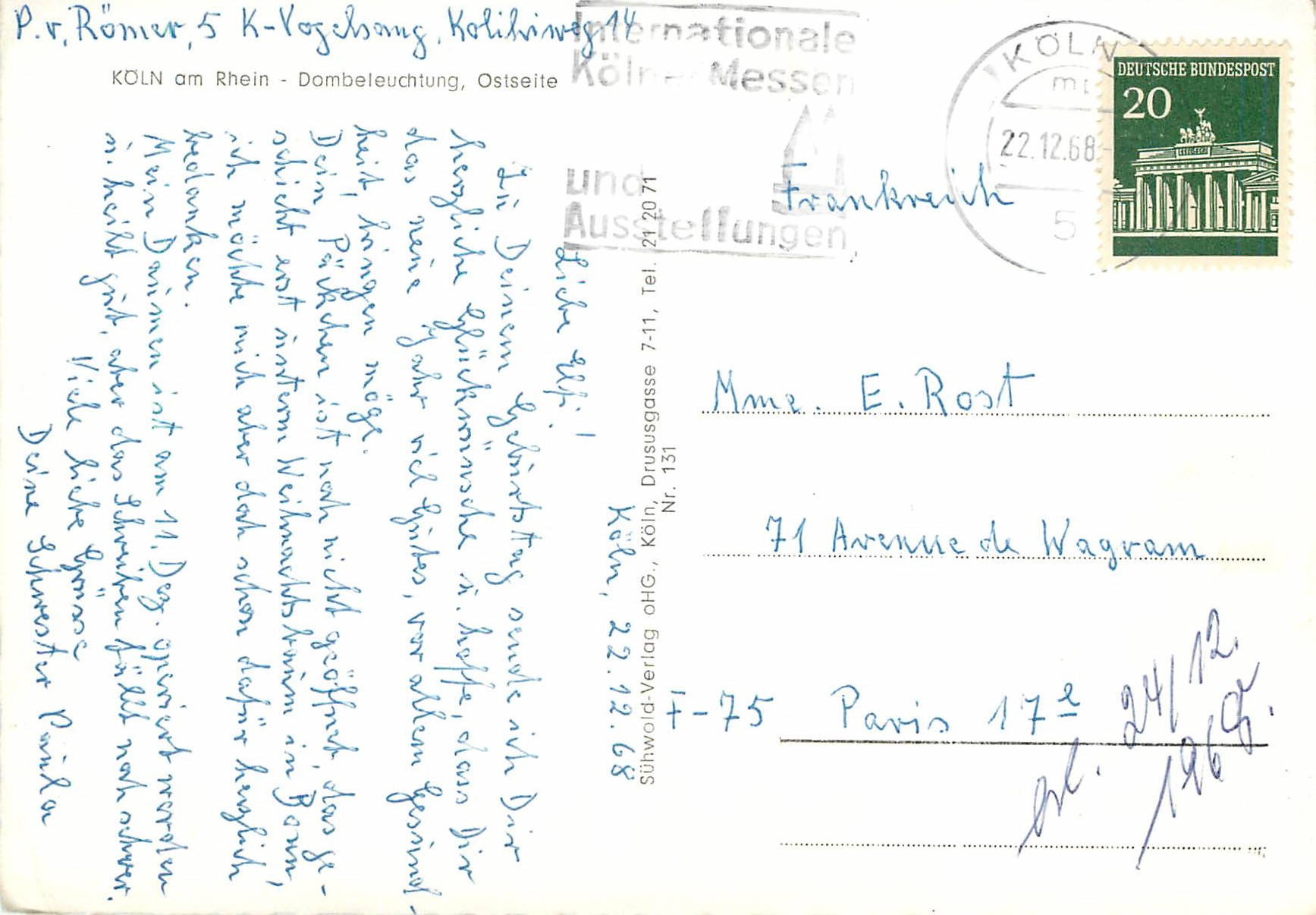 CPM Koln am Rhein Dombeleuchtung Ostseite — Back