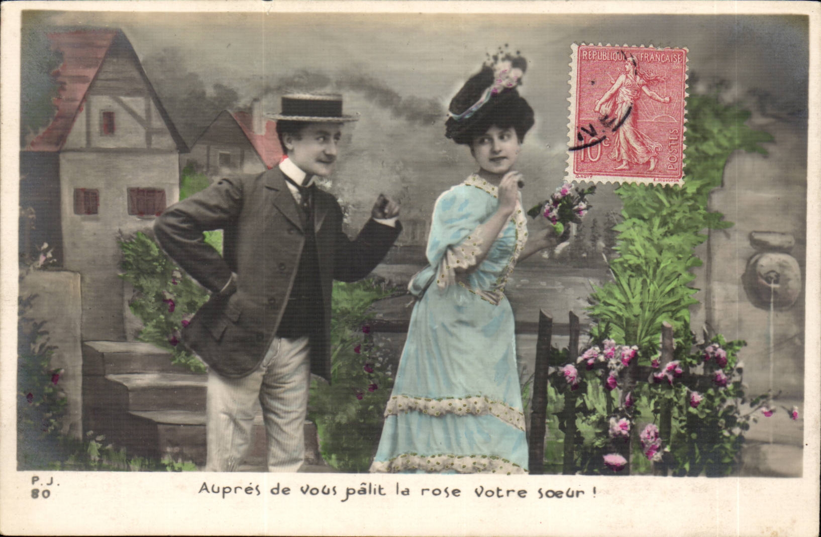 Couple en extérieur — scène romantique — P.J. 80