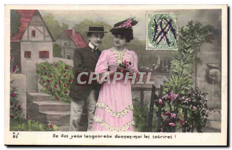 Couple amoureux — scène de jardin — P.J. 80