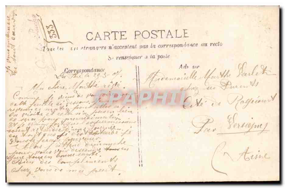 CPA Fantaisie Femme couple — Verso