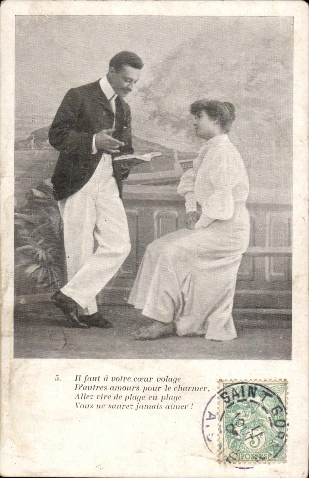 Amour et poésie — scène de jardin — éditeur inconnu, n°5