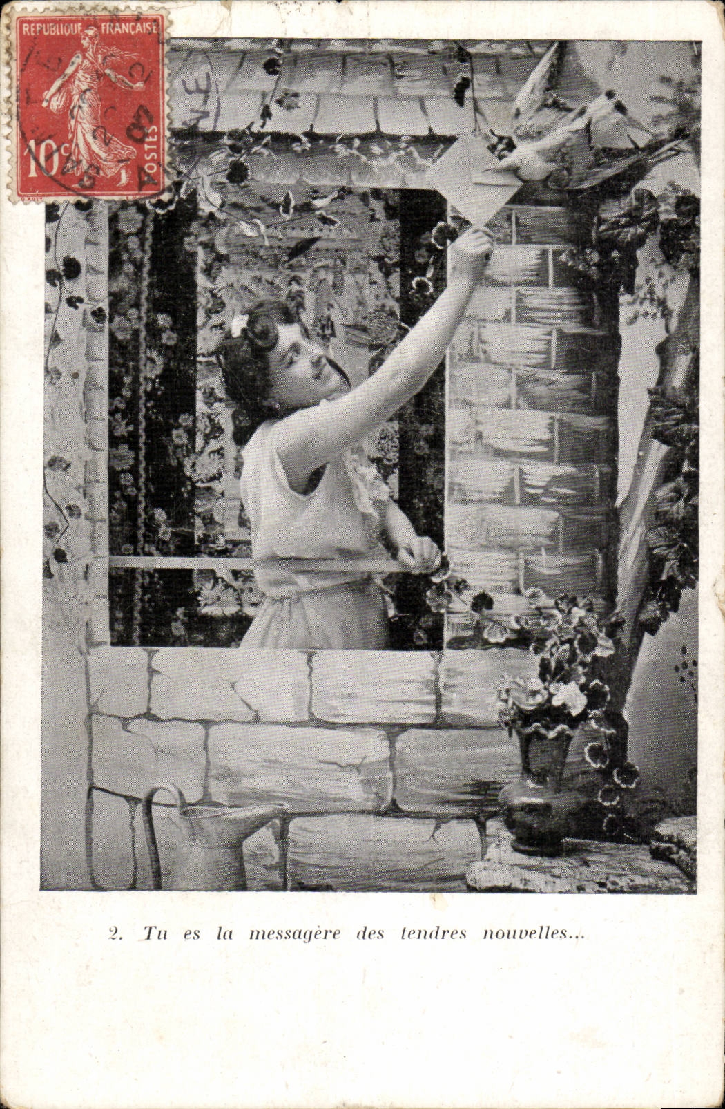 Femme à la fenêtre — scène de courrier — éditeur S. Lissot, n°2