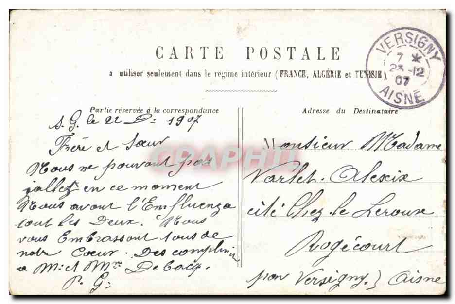Femme à la fenêtre — scène de courrier — éditeur S. Lissot, n°2 — Verso