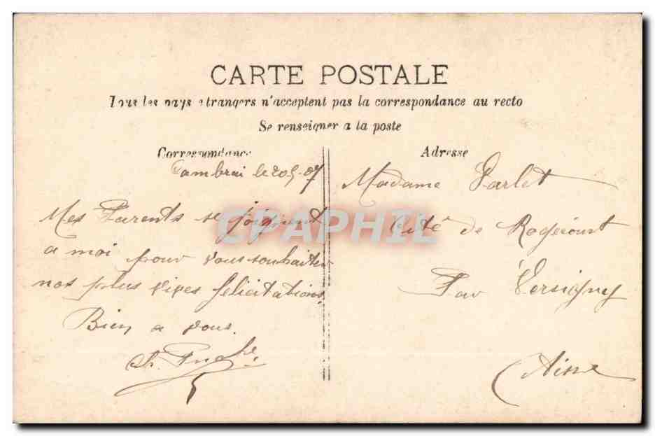 CPA Fantaisie Enfant Bebe TEndre affection — Verso