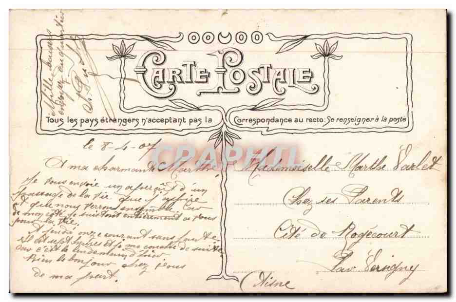 CPA Fantaisie Femme Mariage Honni soit qui mal y pense — Verso