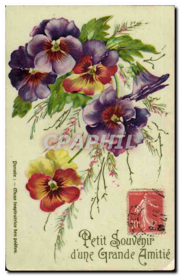CPA Fantaisie Fleurs Petit souvenir d'une grand amitie
