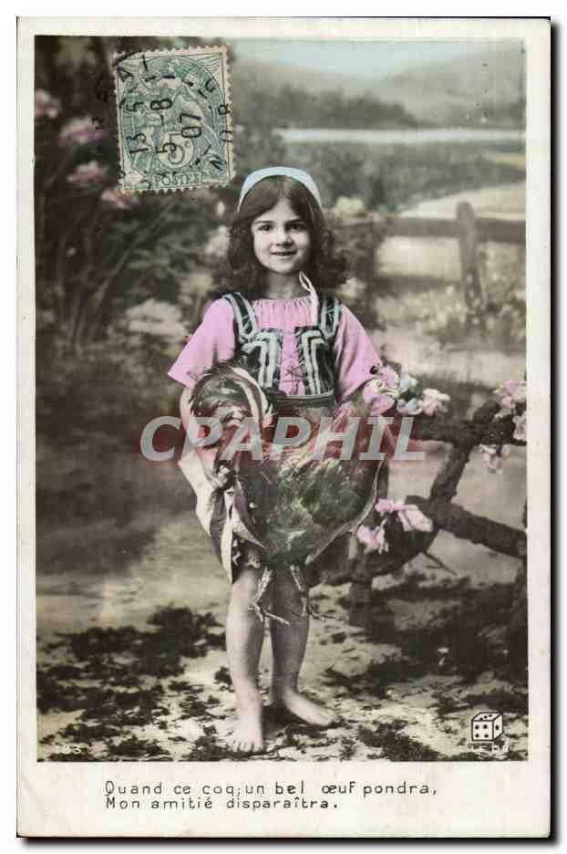 CPA Fantaisie Enfant Poulet Poule