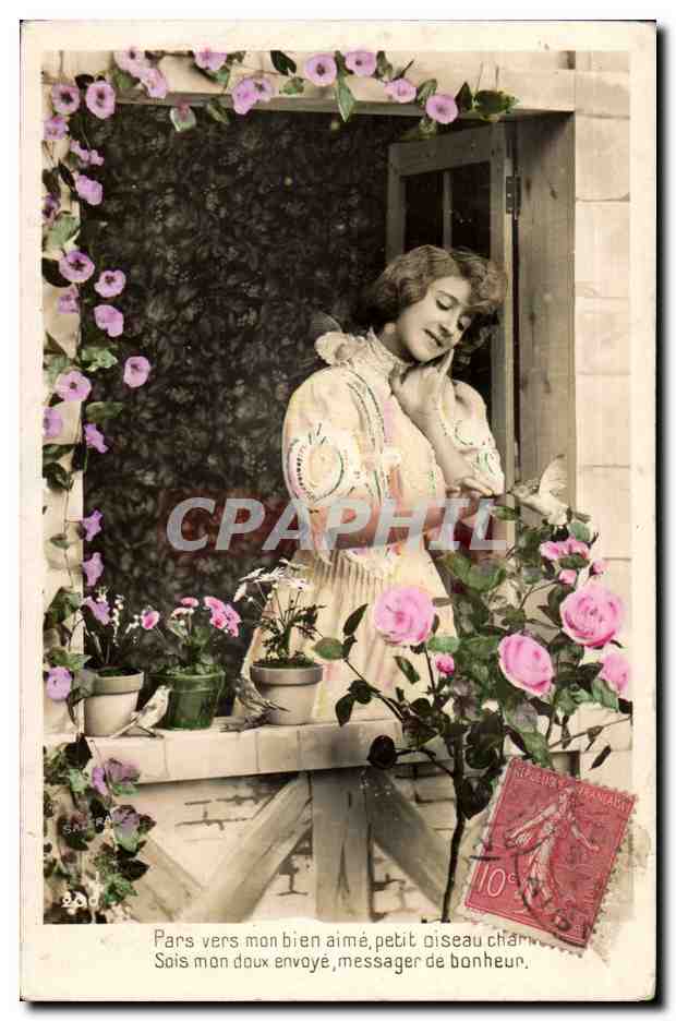 Femme au balcon fleuri — carte postale de Saint-Paul — éditeur S.A. RAVO, n° 260