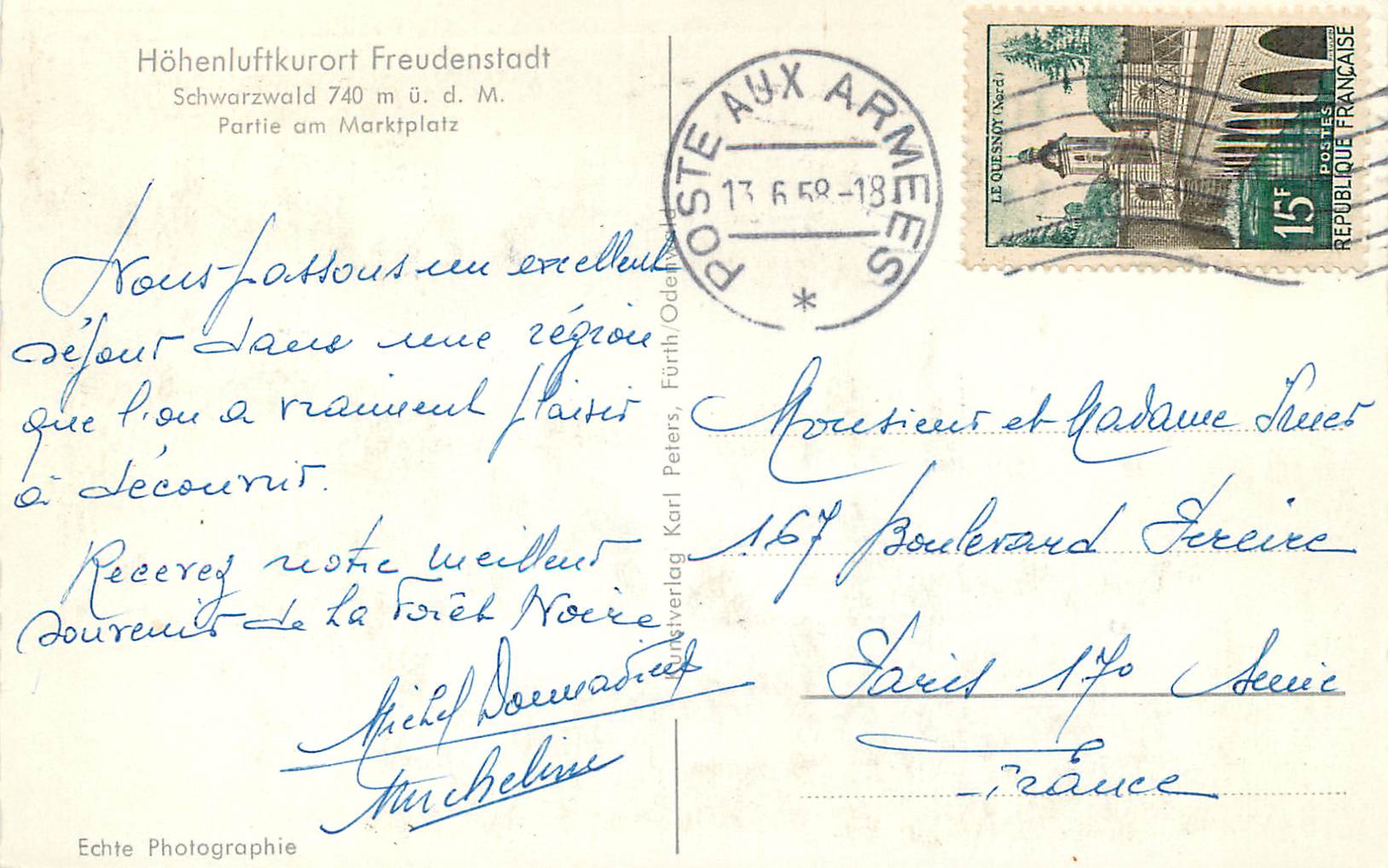 CPM Hohenluftkurort Freudenstadt Partie am Marktplatz — Rückseite