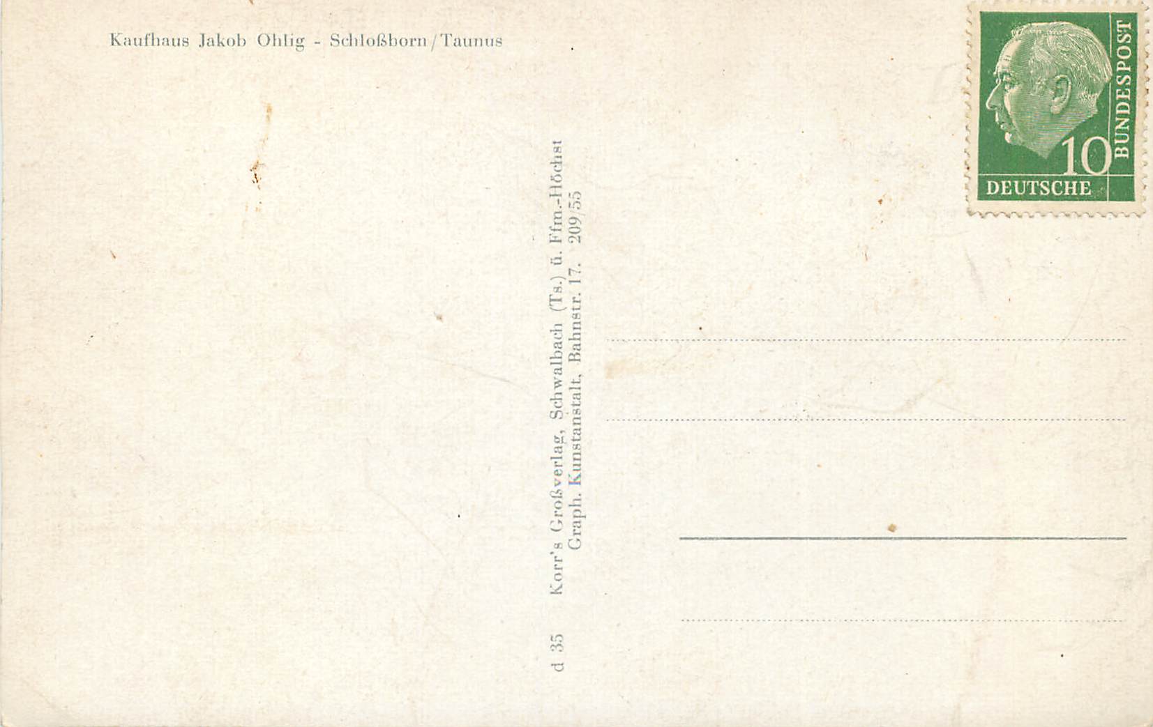 CPM Kaufhaus Jakob Ohtig - Schlossborn Taunus — Rückseite