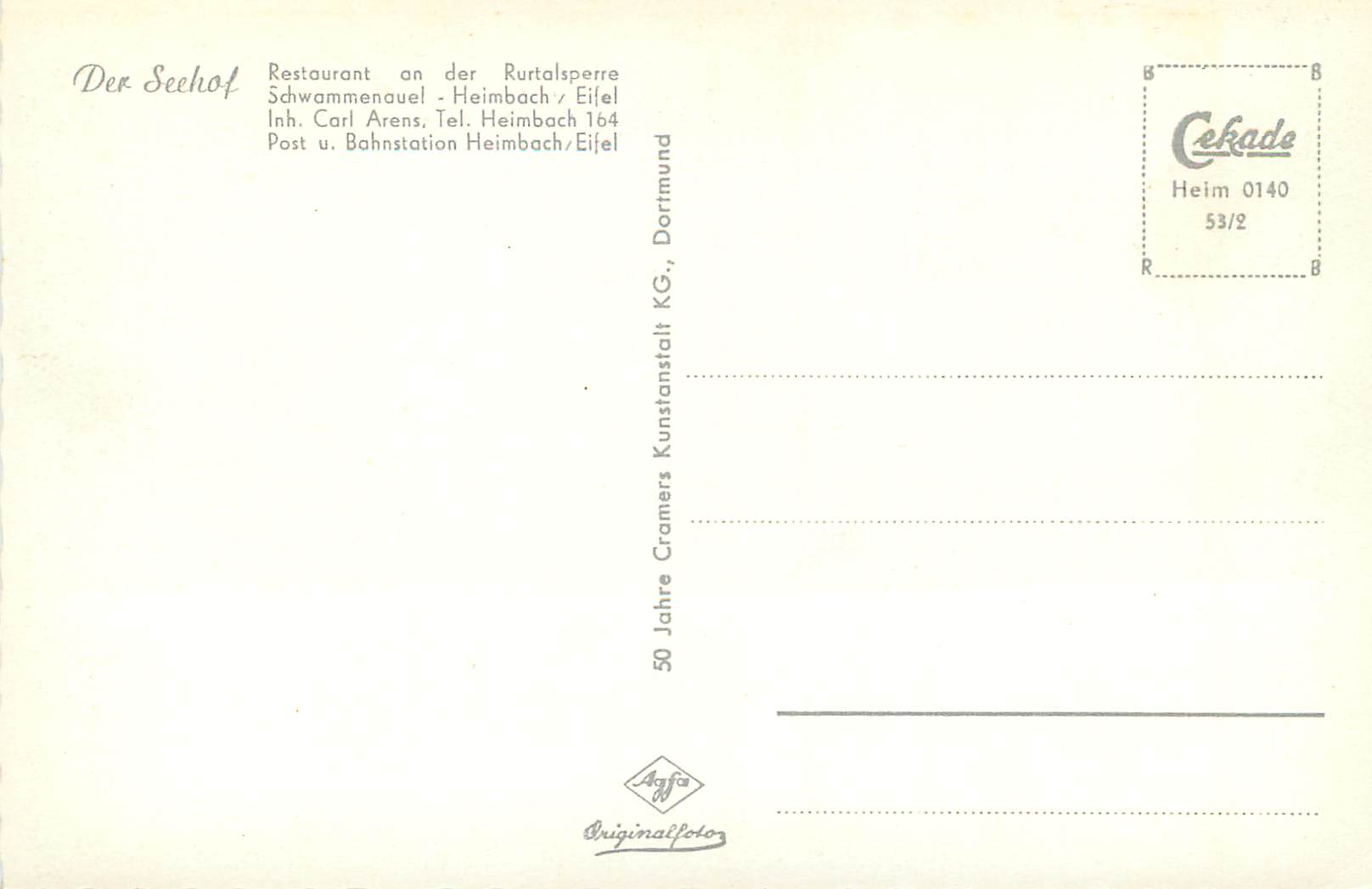 CPM Aachen Rurtalsperre Schwammenauel Heimbach — Rückseite