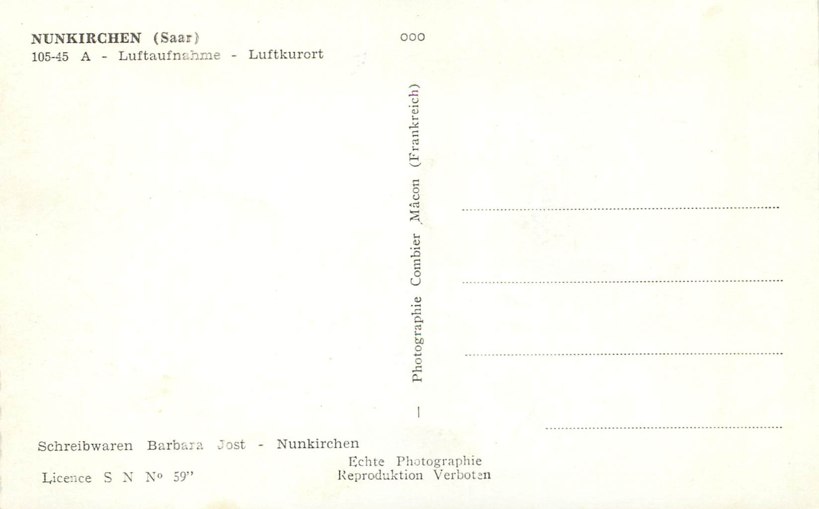 CPM Nunkirchen Saarbrucken Luftaufnahme-Luftkurort — Back