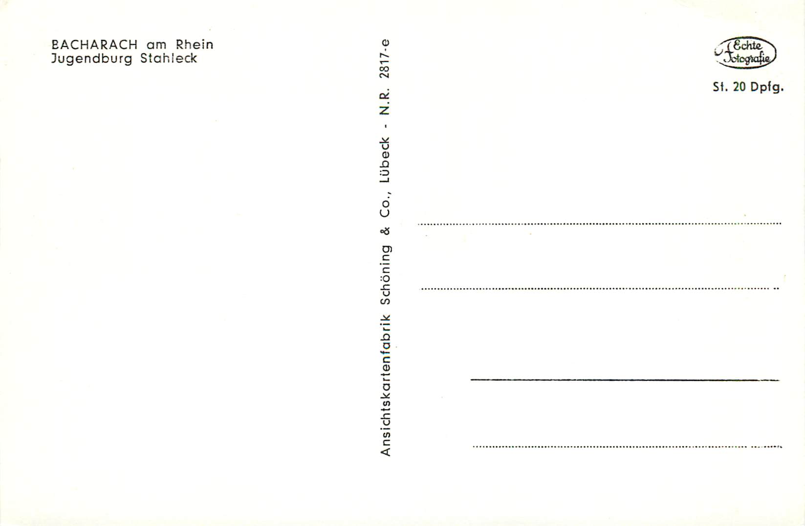 CPM Bacharach am Rhein Jugendburg Stahleck — Back