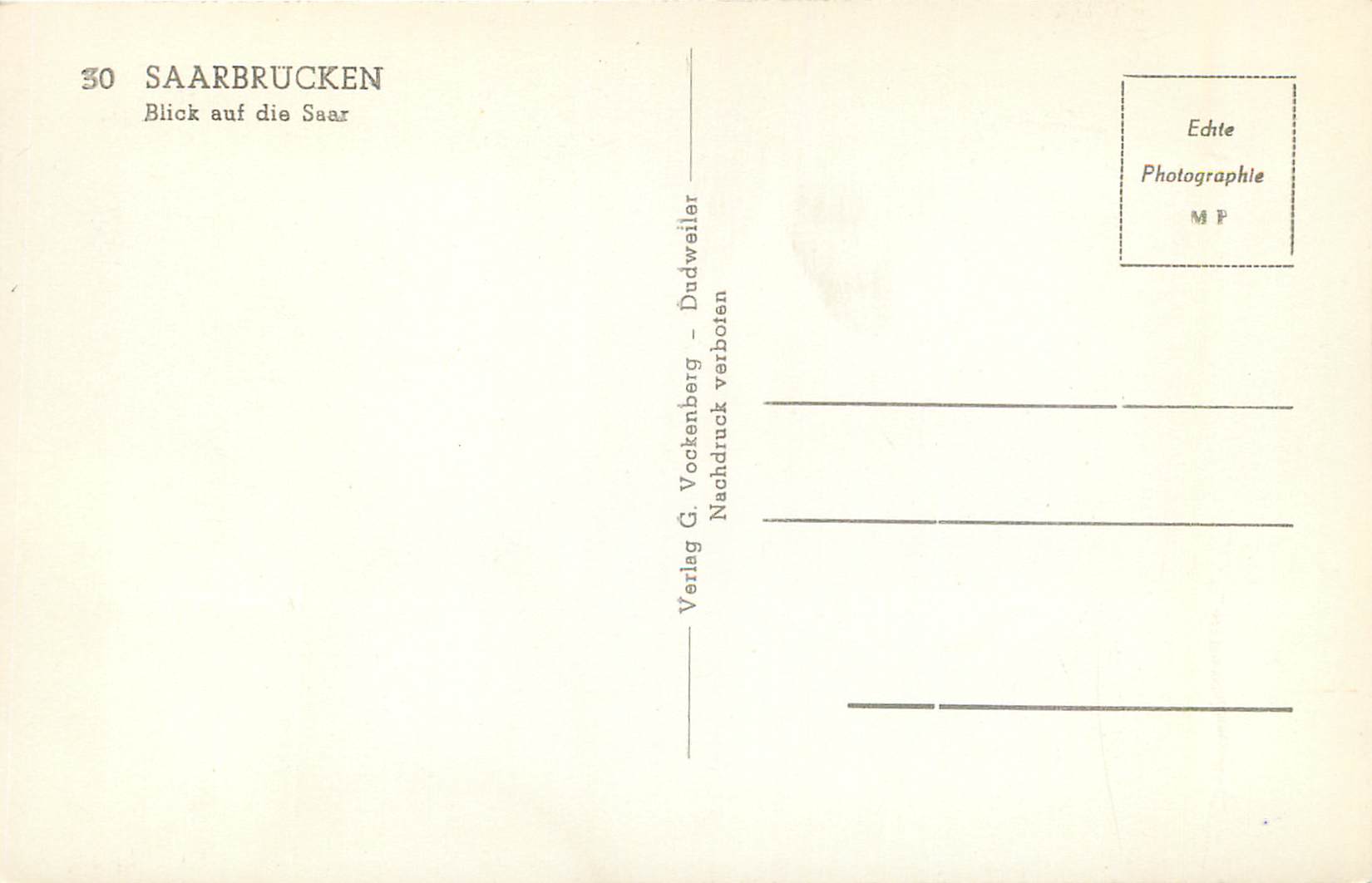 CPM Saarbrucken Blick auf die Saar — Back