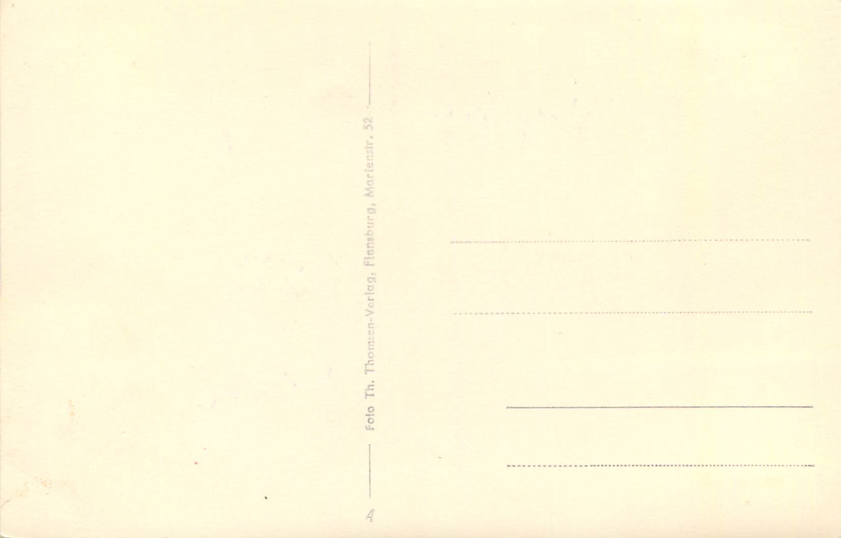 Flensburg — rue bordée d'immeubles et d'arbres — éditeur Th. Thomasen-Verlag — Rückseite