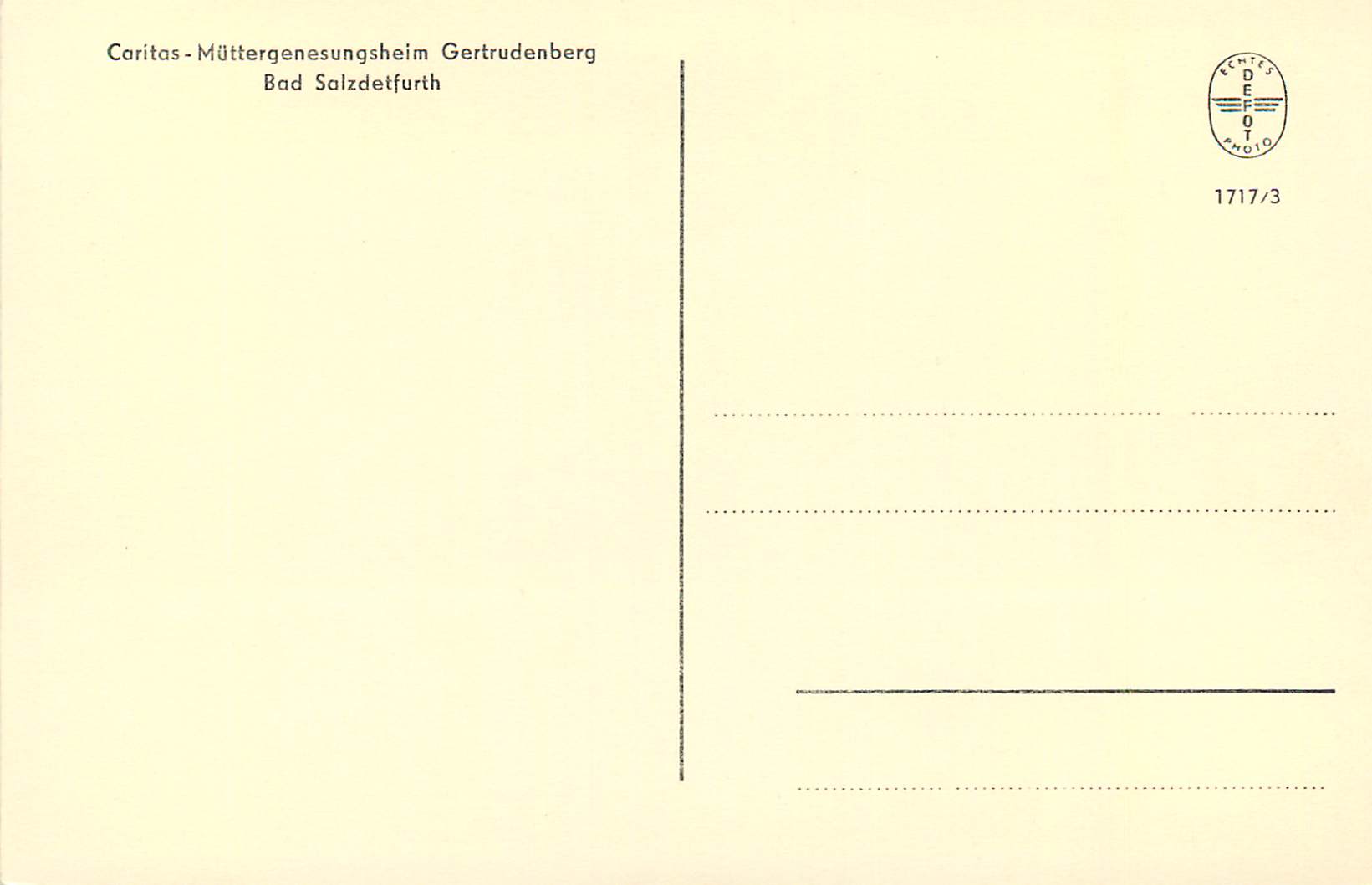 CPM Caritas-Muttergenesungsheim Gertrudenberg Bad Salzdetfurth — Rückseite