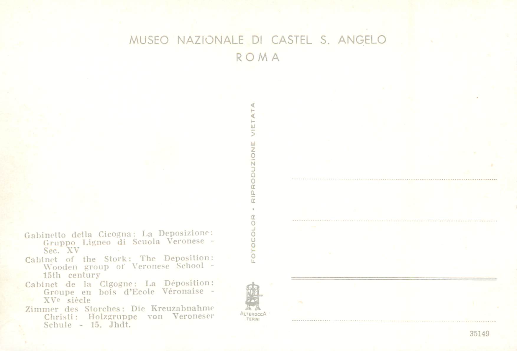 La Déposition — Gabinetto della Cicogna — Musée national de Castel Sant'Angelo, Rome — Achterkant