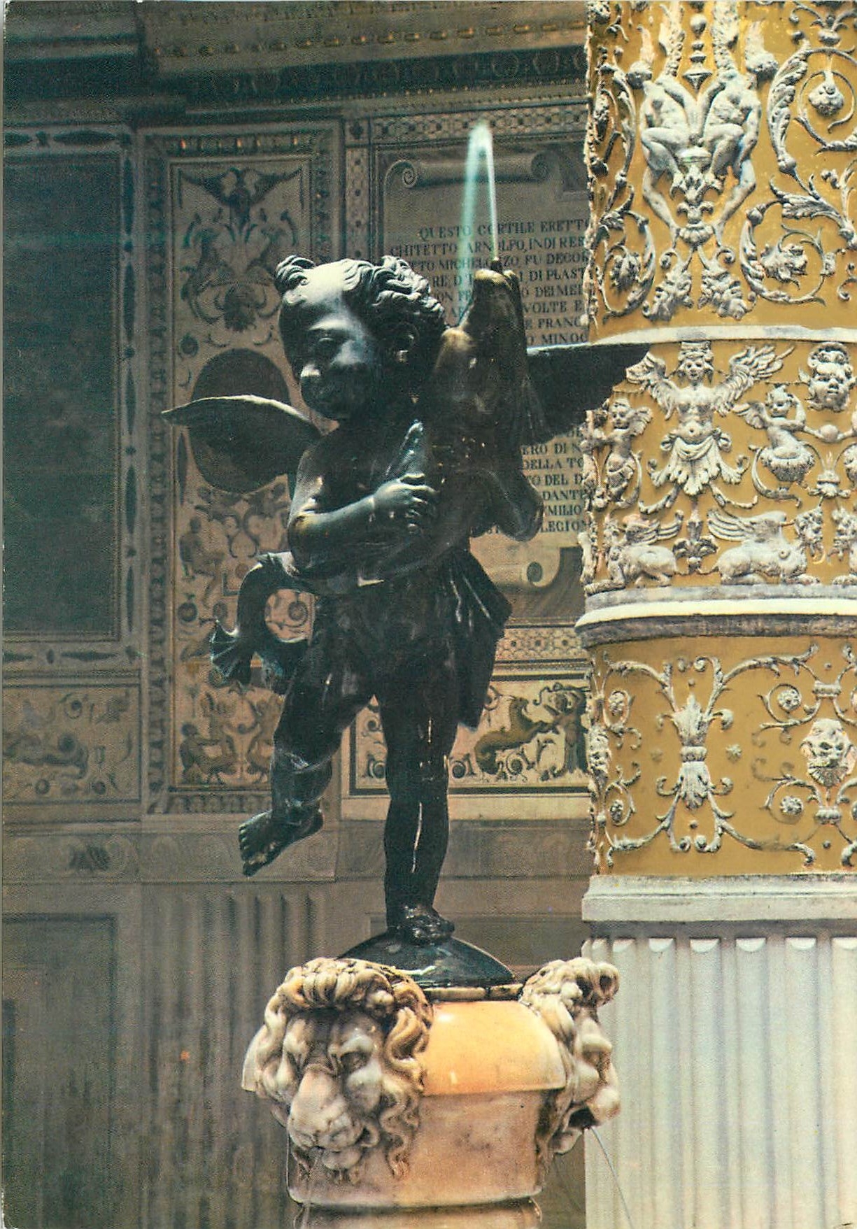 Putto du Verrocchio dans la cour du Palazzo Vecchio — Firenze — Édition Giusti di S. Becocci, n° 0516