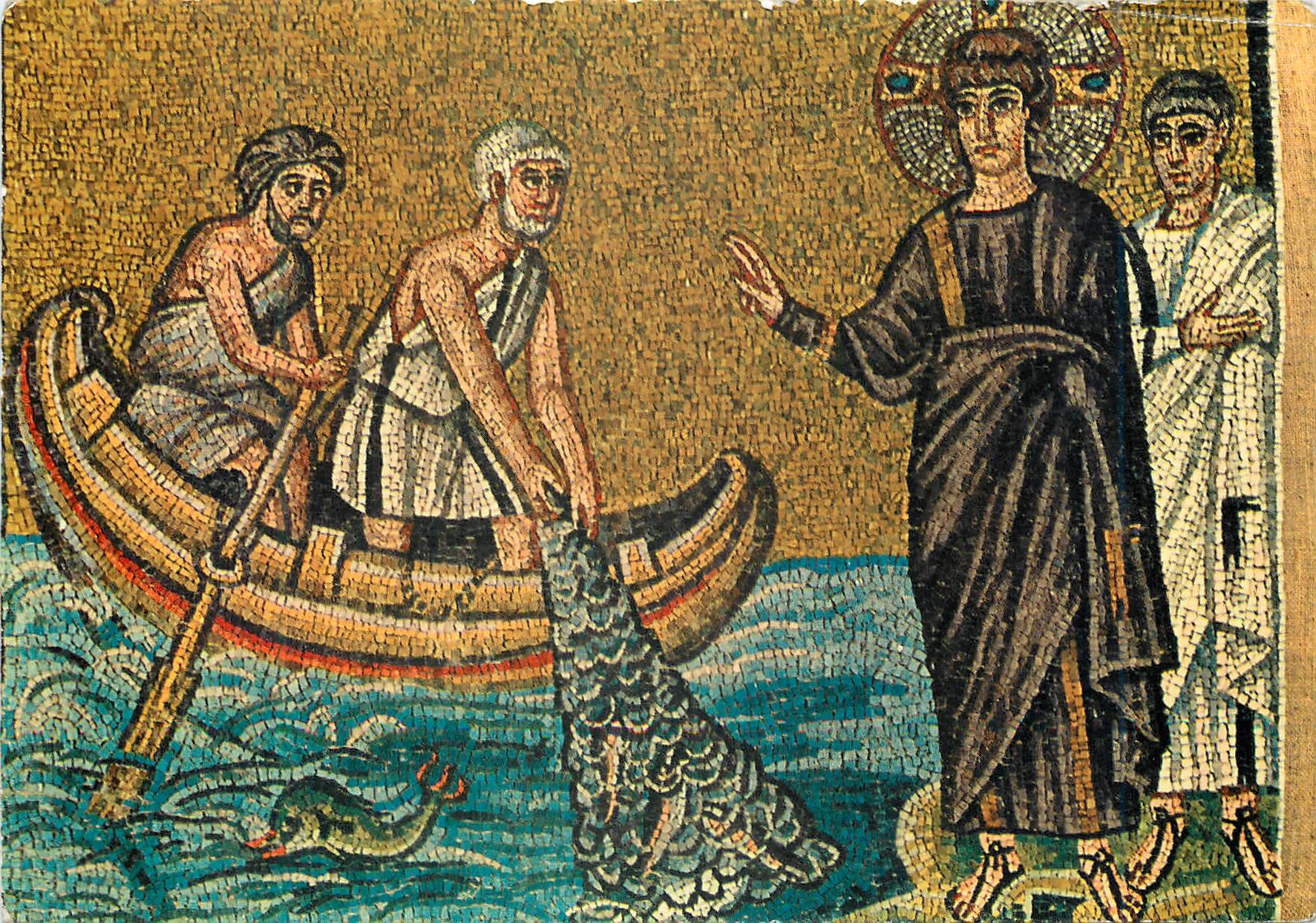 CPM Ravenna Basilica di S. Apollinare Nuovo - Pietro e Andrea seguono Gesu mosaic