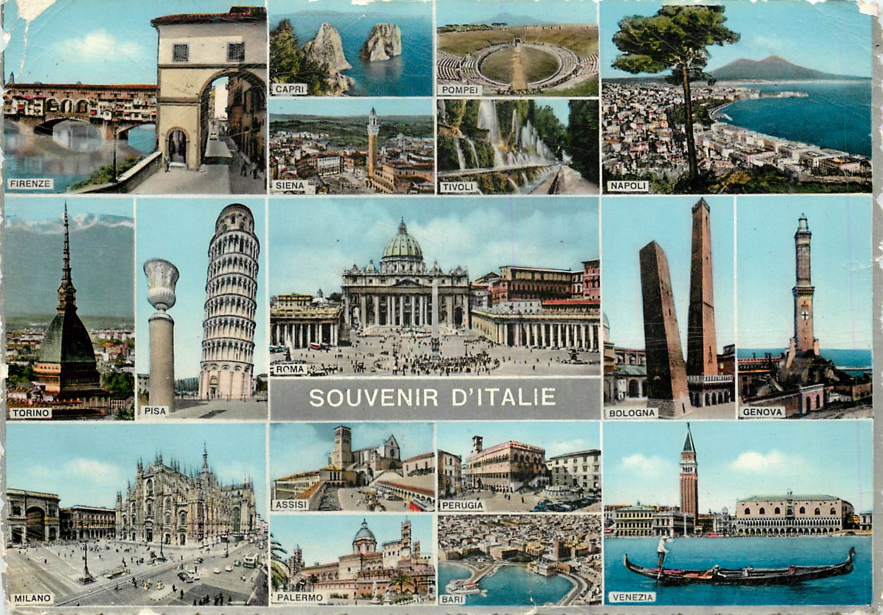 CPM Souvenir D'Italie Firenze Capri Siena Tivoli Napoli Bologna Assisi Torino Venezia