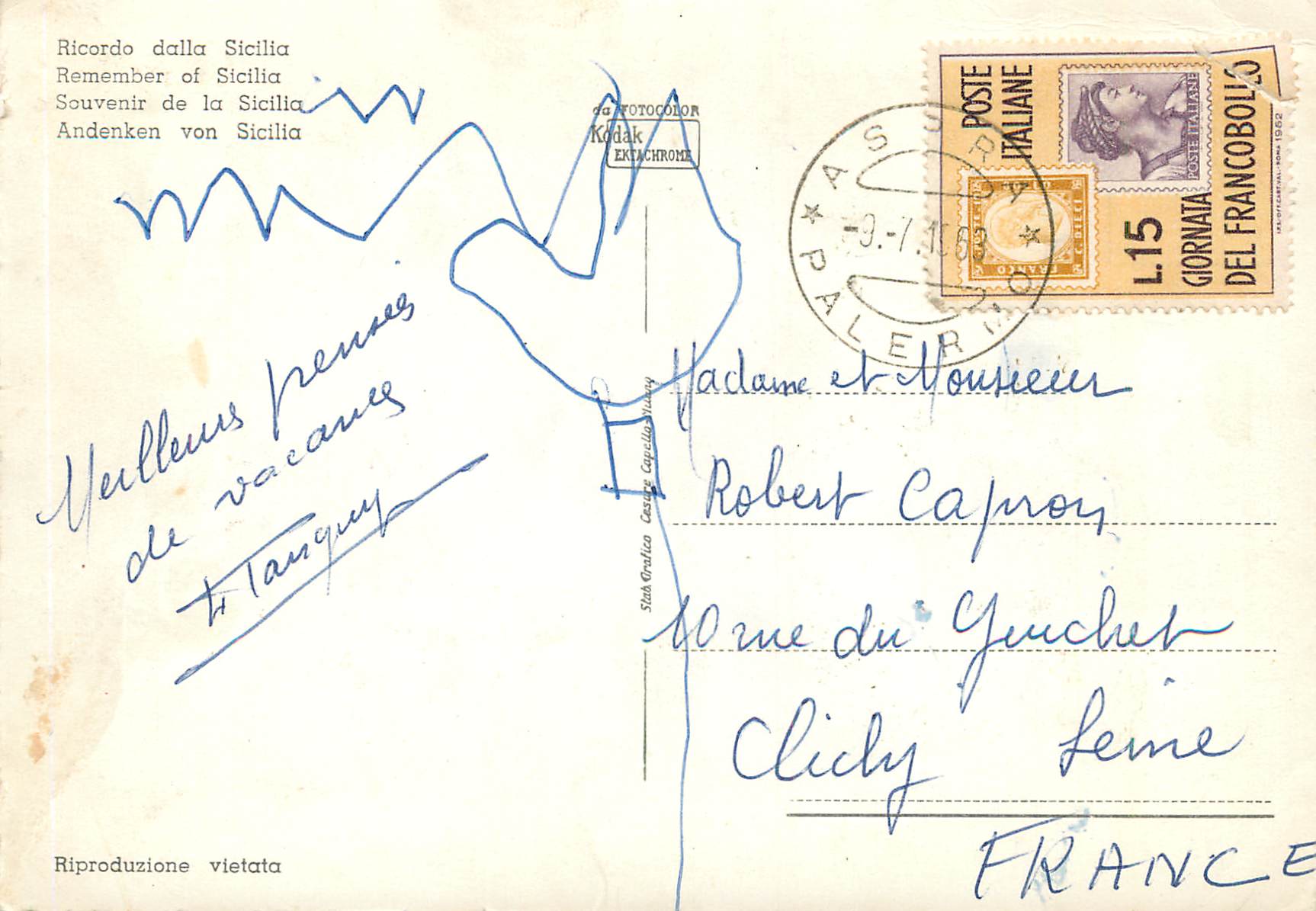 CPM Ricordo Dalla Sicilia Panorama — Rückseite