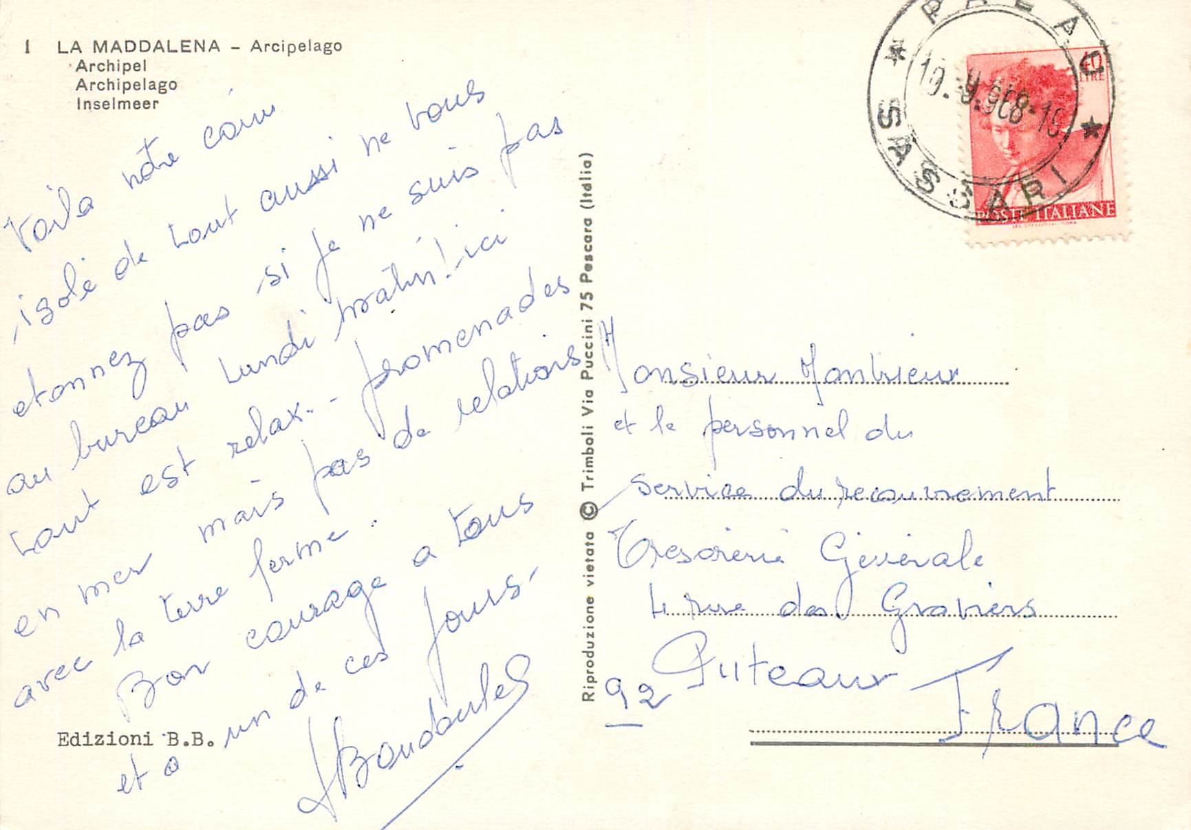 CPM Arcipelago La Maddalena Olbia — Rückseite