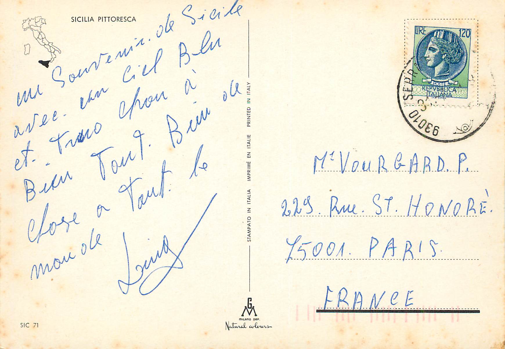 CPM Sicilia Pittoresca — Rückseite
