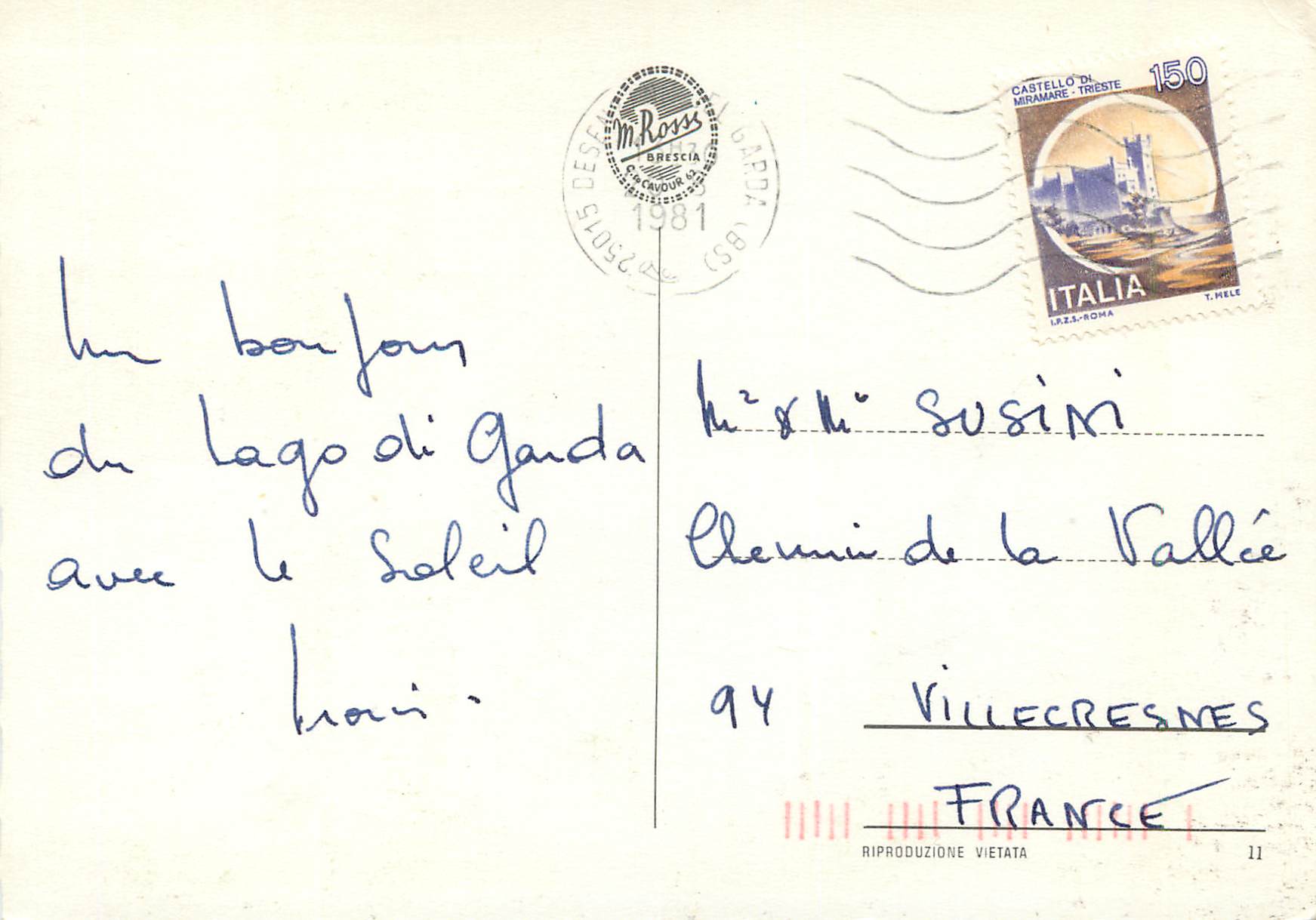 CPM Ricordo del Lago di Garda — Rückseite