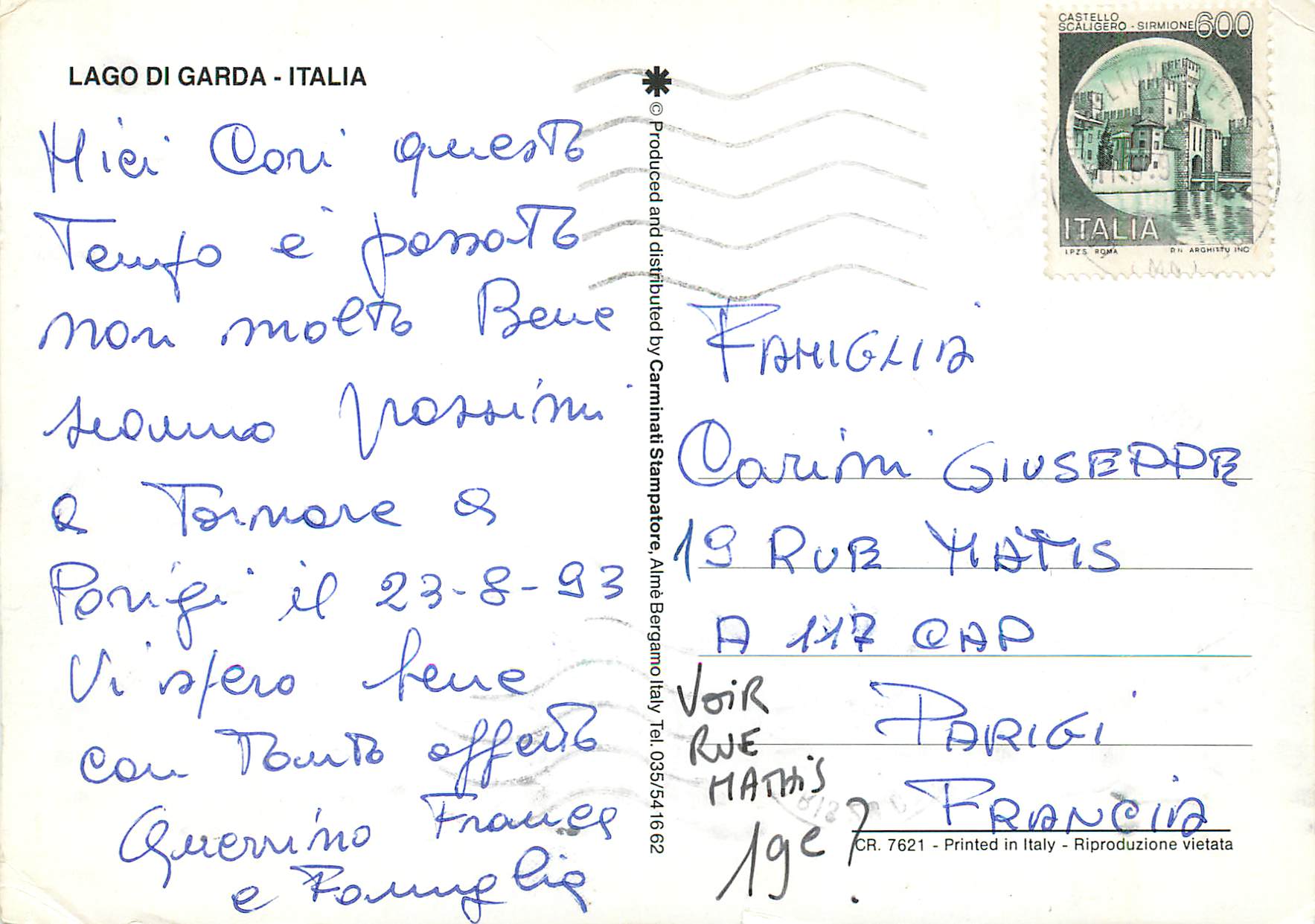 CPM Lago di Garda Italia — Rückseite