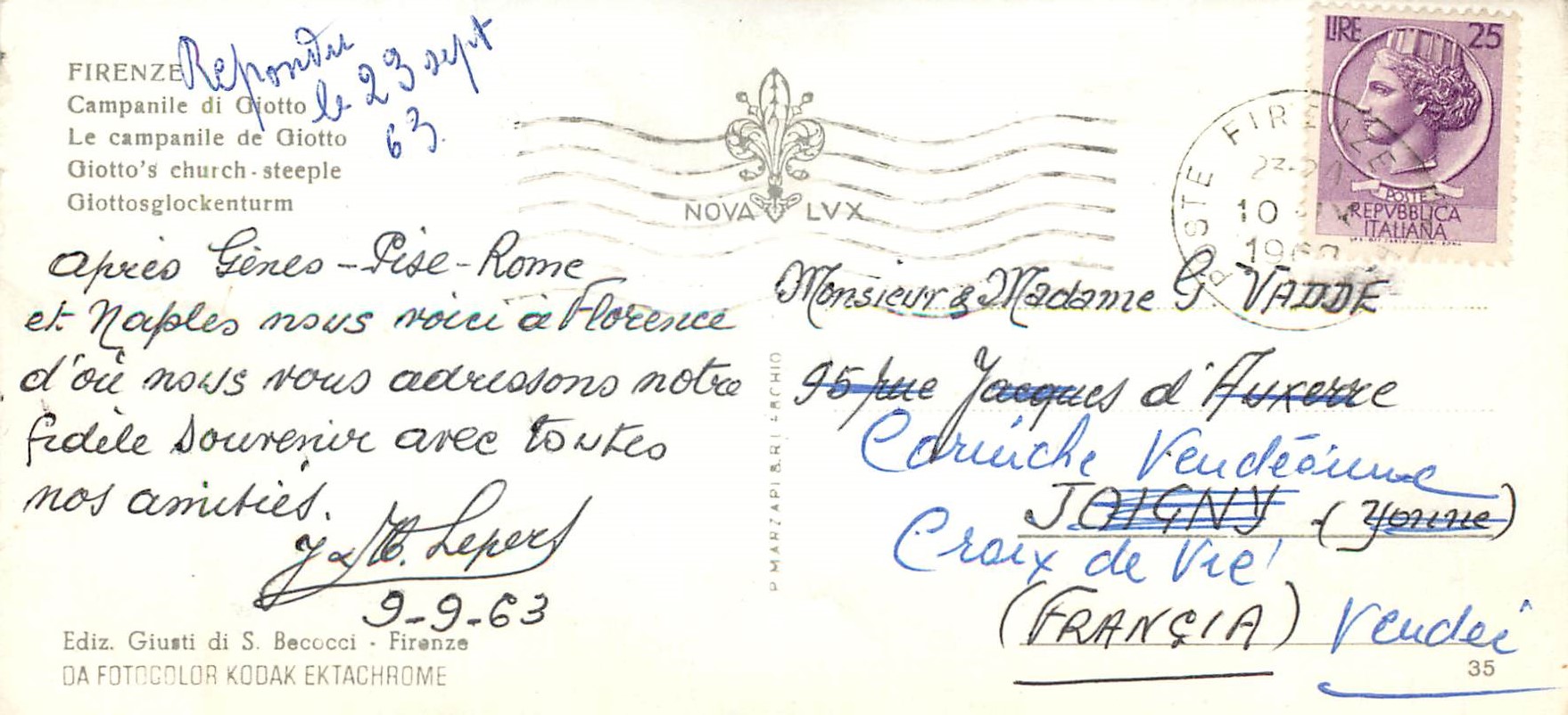 CPM Firenze - Campanile di Giotto — Rückseite