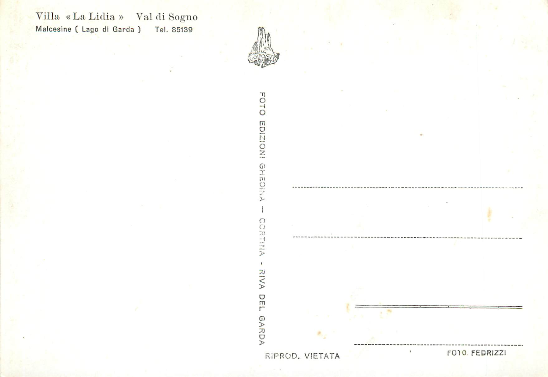 CPM Lago di Guardia Italia - Villa La Lidia-Val di Sogno — Rückseite