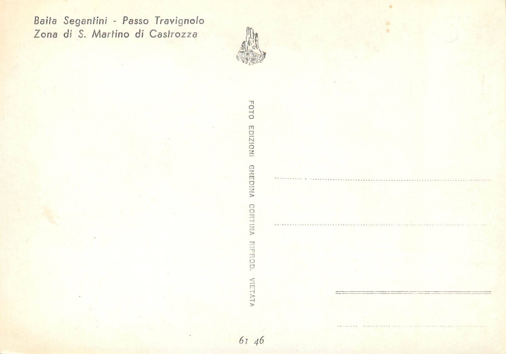 CPM Martino di Castrozza Padova - Baila Segantini Passo Travignolo — Rückseite