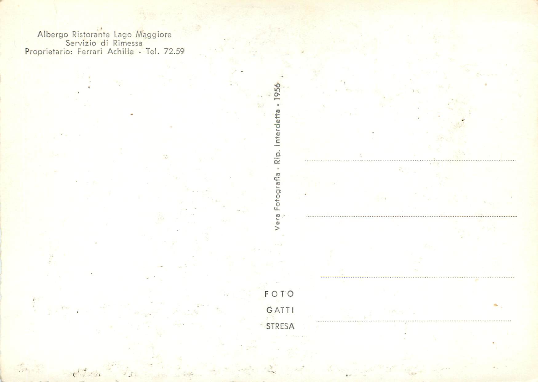 CPM Lesa Novara - Albergo Lago Maggiore — Back
