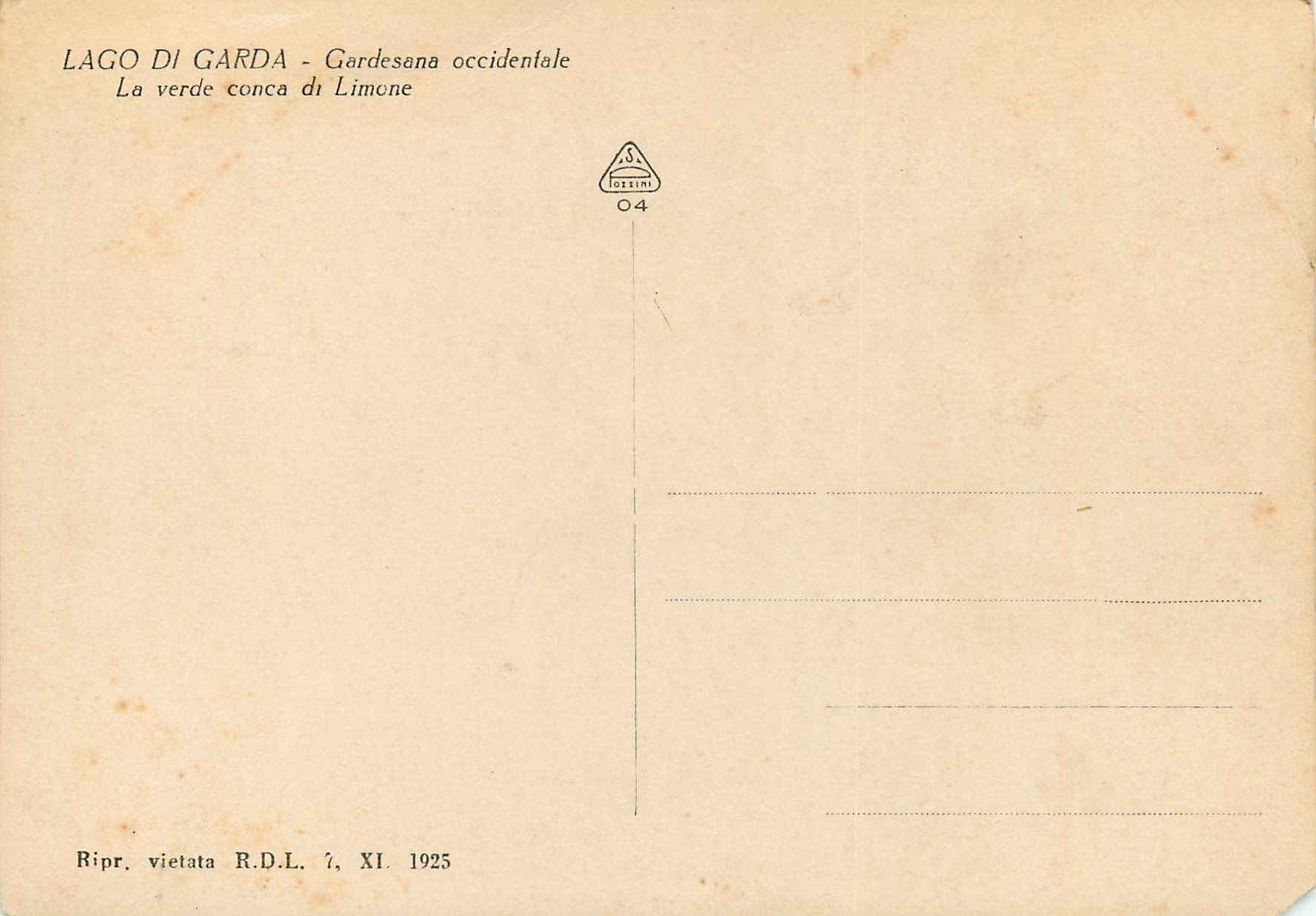 CPM Lago di Garda - Gardesana occidentale - Limone — Rückseite