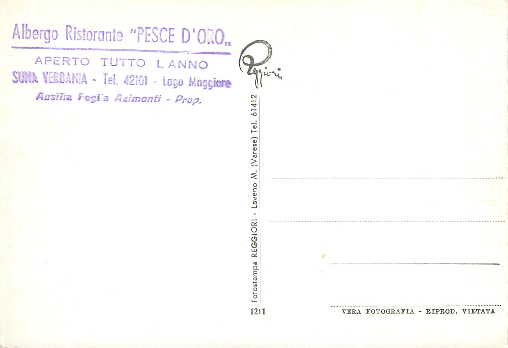 CPM Suna Verbania - Albergo Ristorante Pesce D'Oro Laggo Maggiore Restaurant — Back