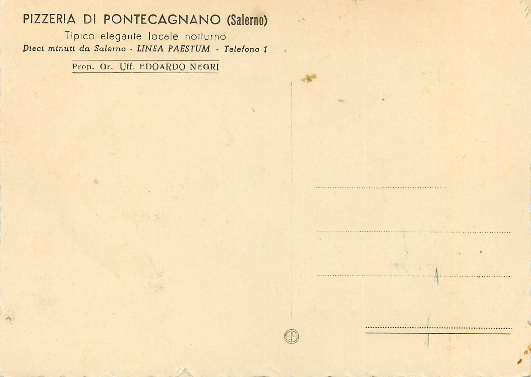 CPM Pizzeria di Pontecagnano Salerno - Tipico elegante Locale notturno — Rückseite