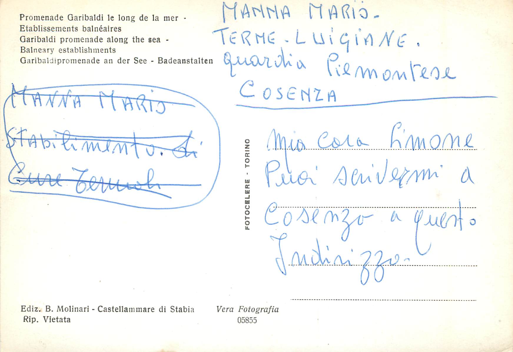 CPM Castellammare di Stabia - Lungomare Garibaldi Stabilimenti Balneari — Rückseite