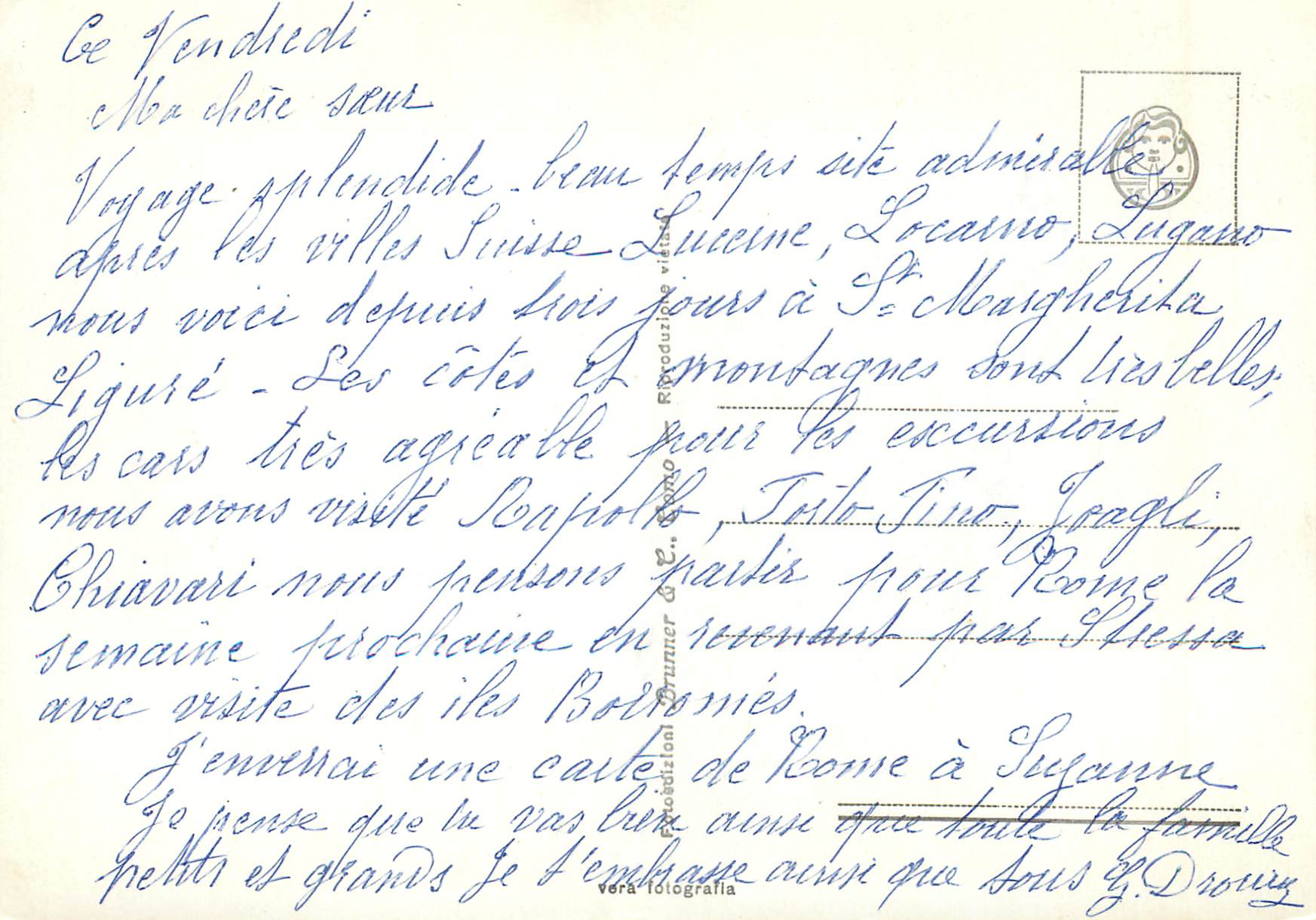 CPM Genova S. Margherita Ligure - Fra le palme — Rückseite