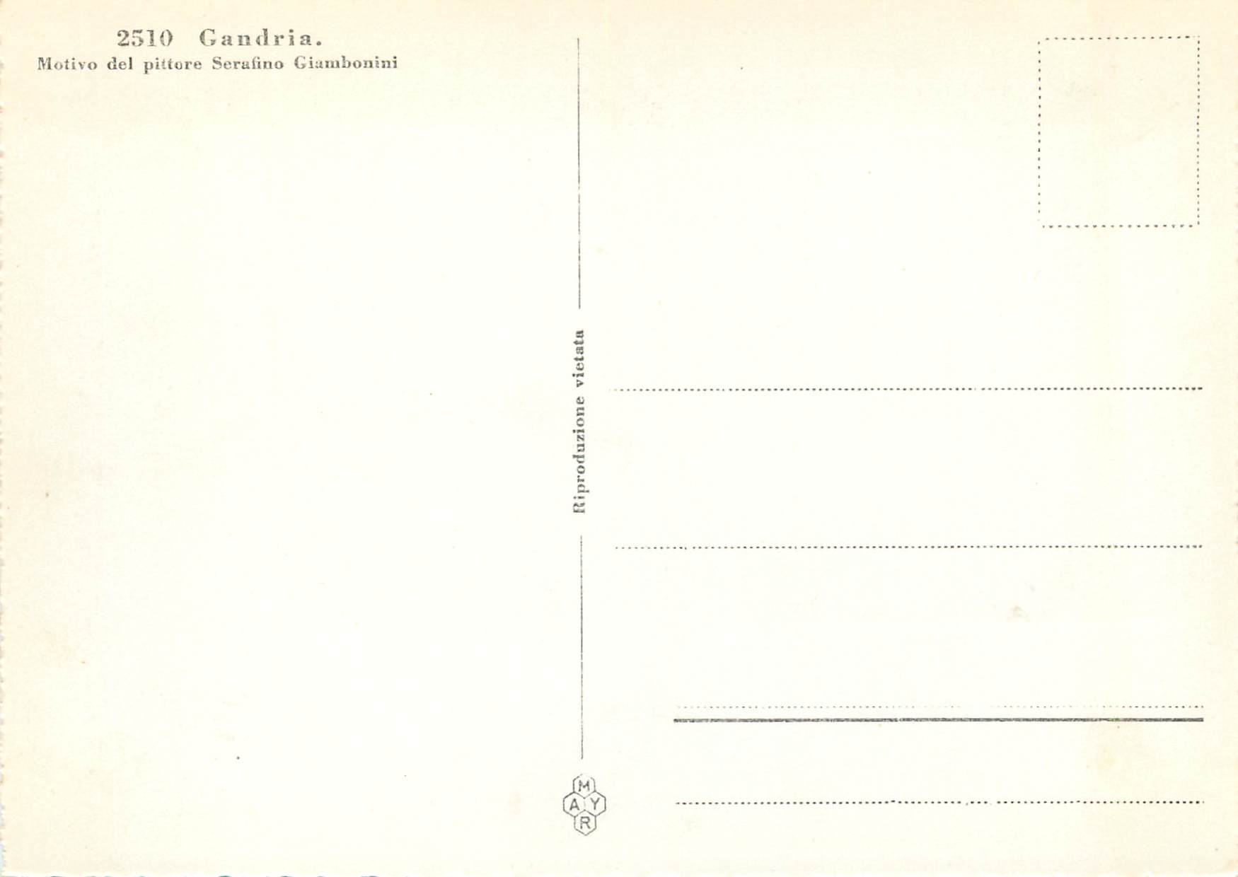 CPM Gandria Lugano Ticino - Pittore Serafino Giambonini — Rückseite