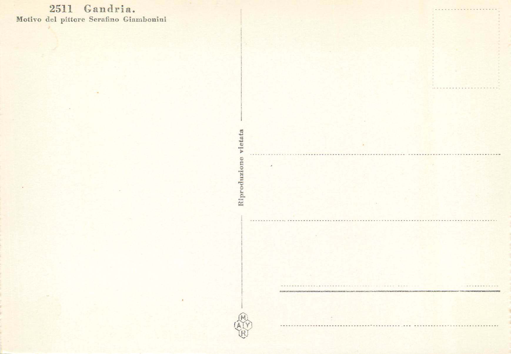 CPM Gandria Lugano Ticino - Pittore Serafino Giambonini — Rückseite