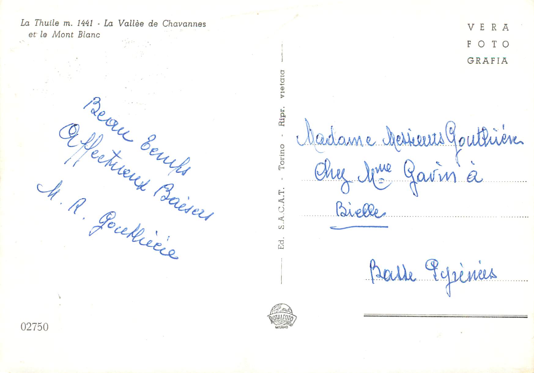 CPM La Thuile Valle d'Aosta - Il Vallone di Chavannes Monte Blanco — Rückseite