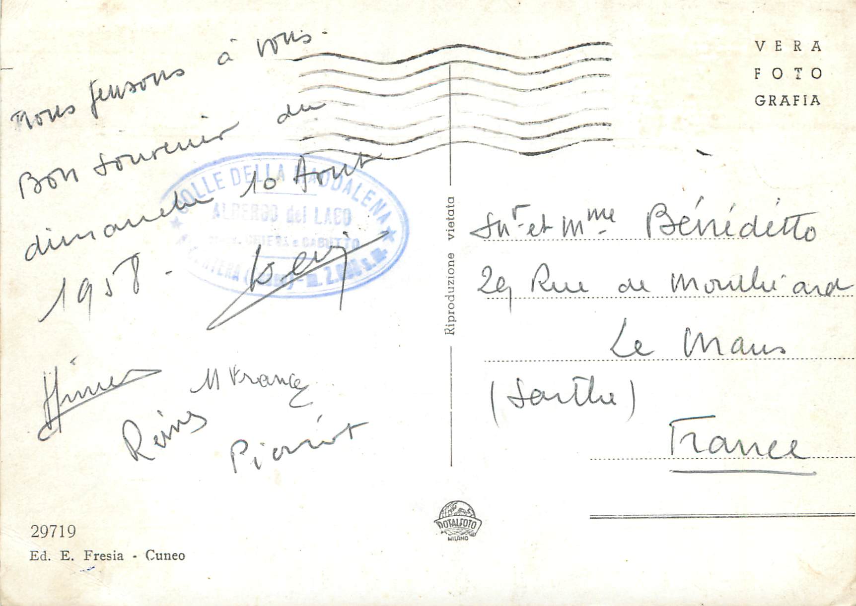 CPM Valle Stura (Cuneo) Argentera Lago Della Maddalena m 1996 — Rückseite
