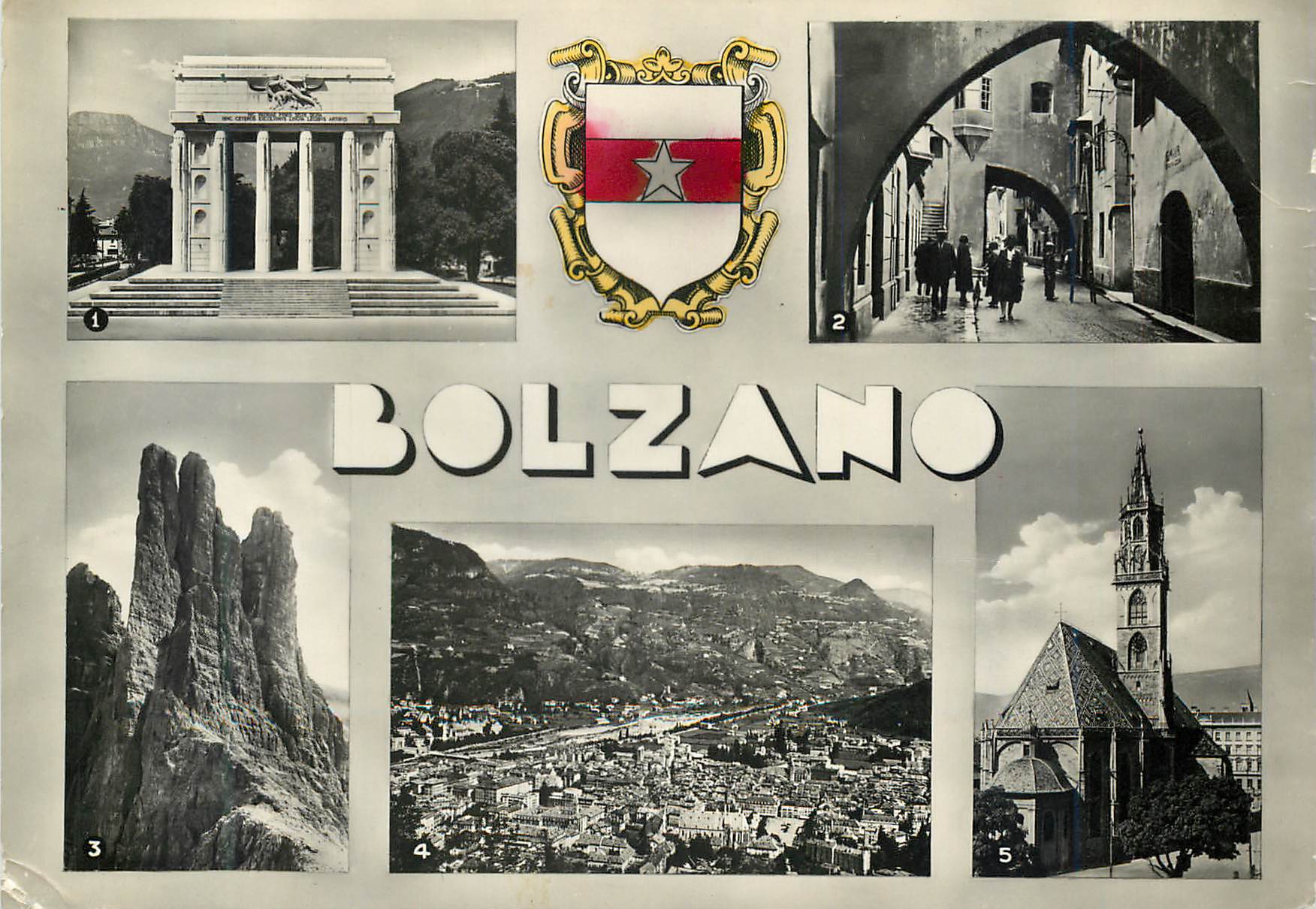 CPM Bolzano Monumento Alla Vittoria Via Carrettai Le Torri del Vajolet Panorama Visto dal Virgolo Chiesa Parrocchiale