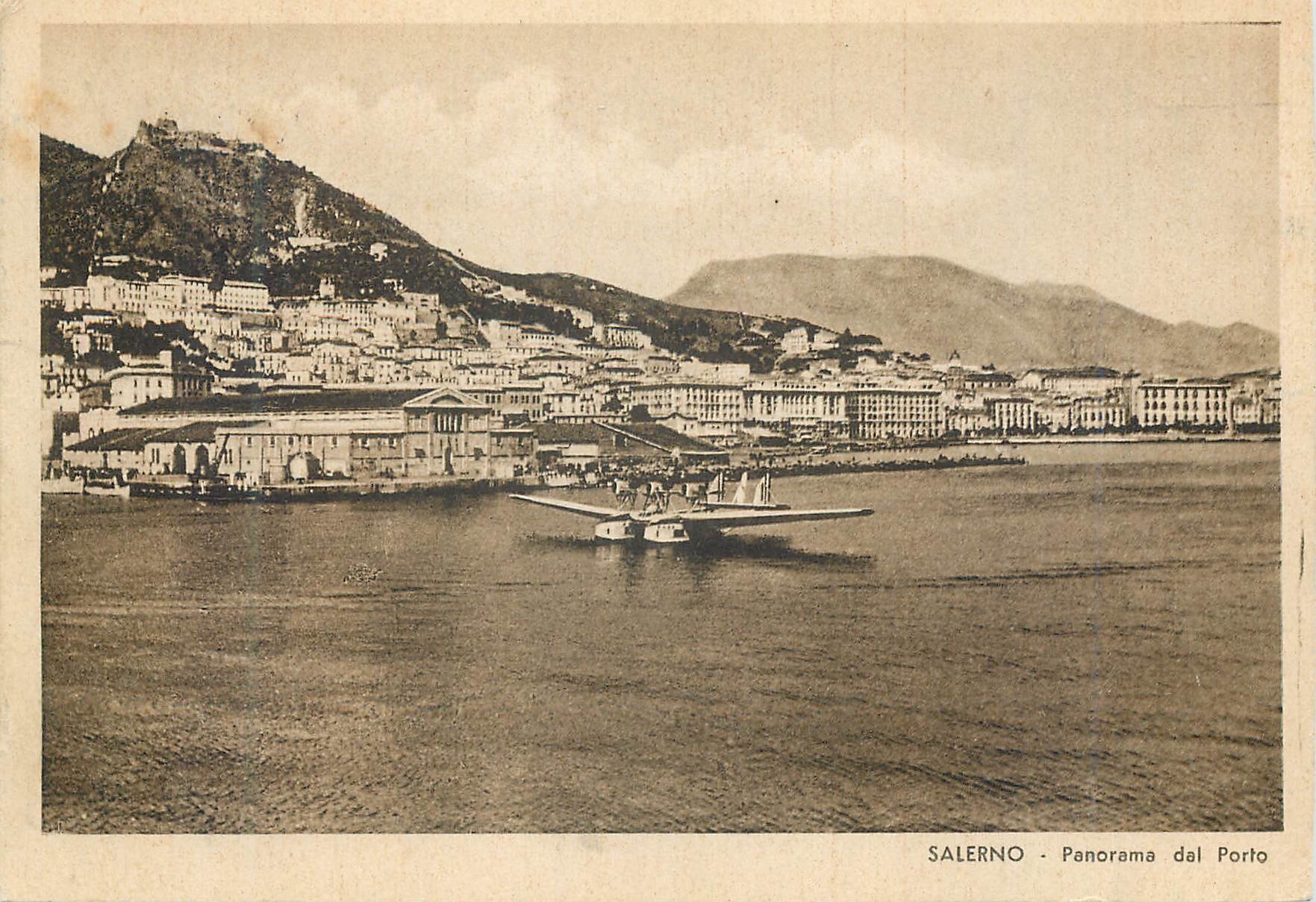 CPM Salerno Panorama del Porto Hydravion Avion Aviation