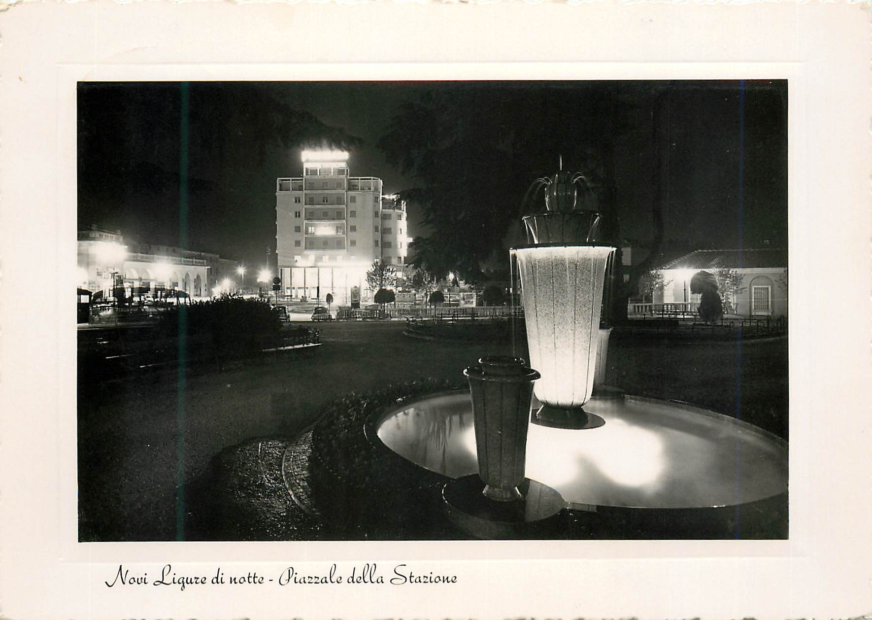 CPM Novi Ligure di Notte Pizzale della Stazione