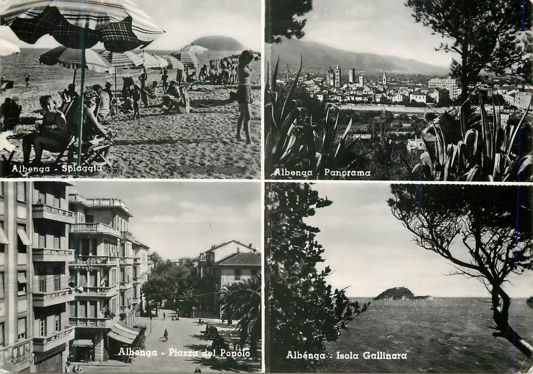 CPM Albenga Spiaggla Albenga Panorama Albenga Plazza del Popolo Albenga Isola Gallinara