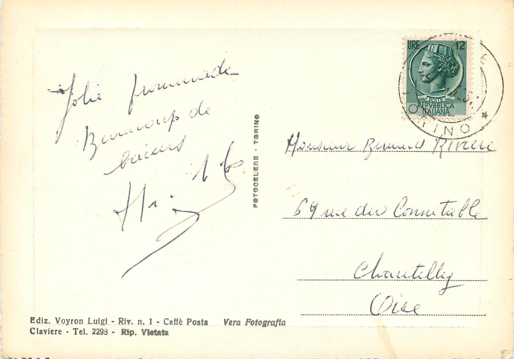 CPM Claviere Ricamo di Neve — Rückseite