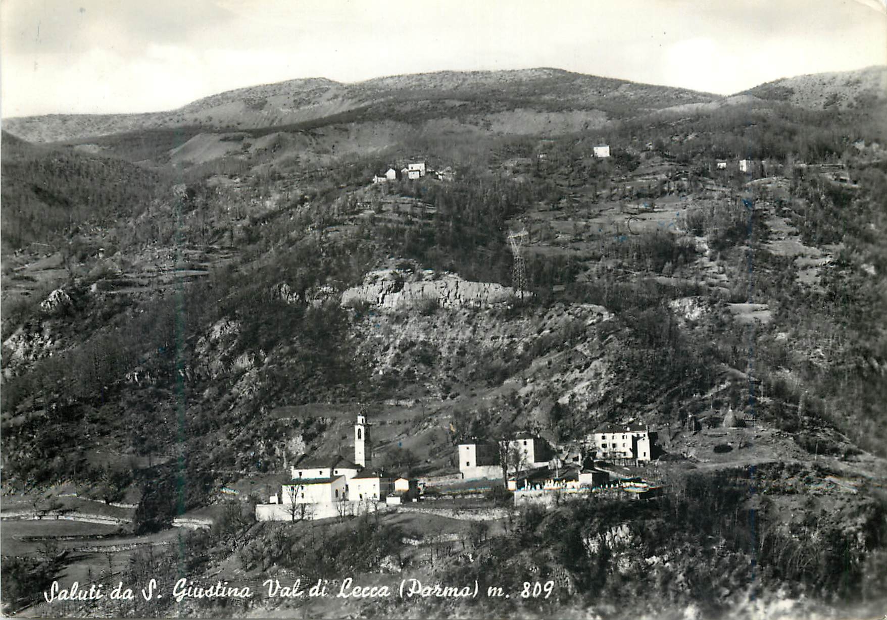 CPM Saluti da S Giustina Val di Lecca (Parma) m 809