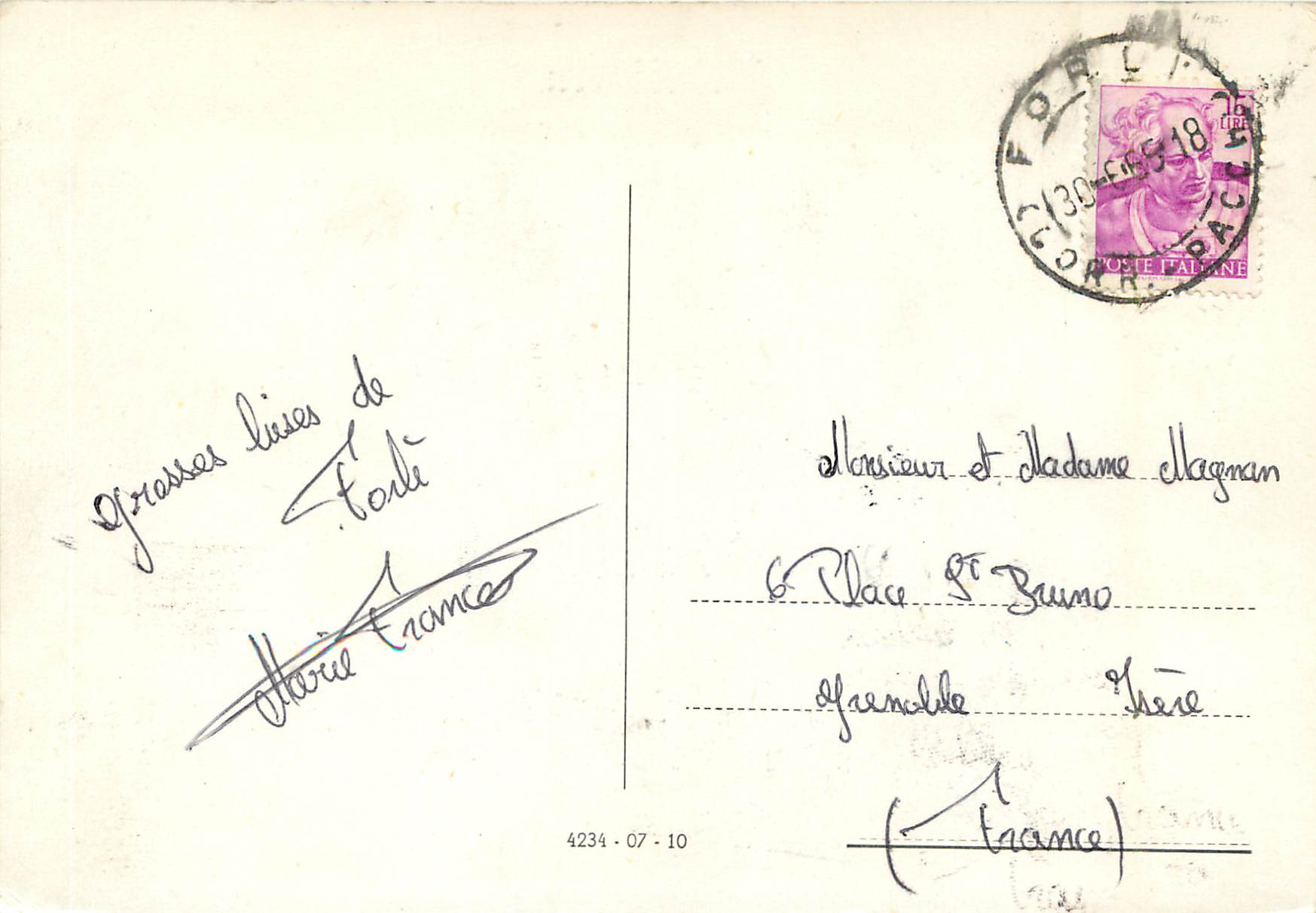 CPM Saluti da Forli — Rückseite