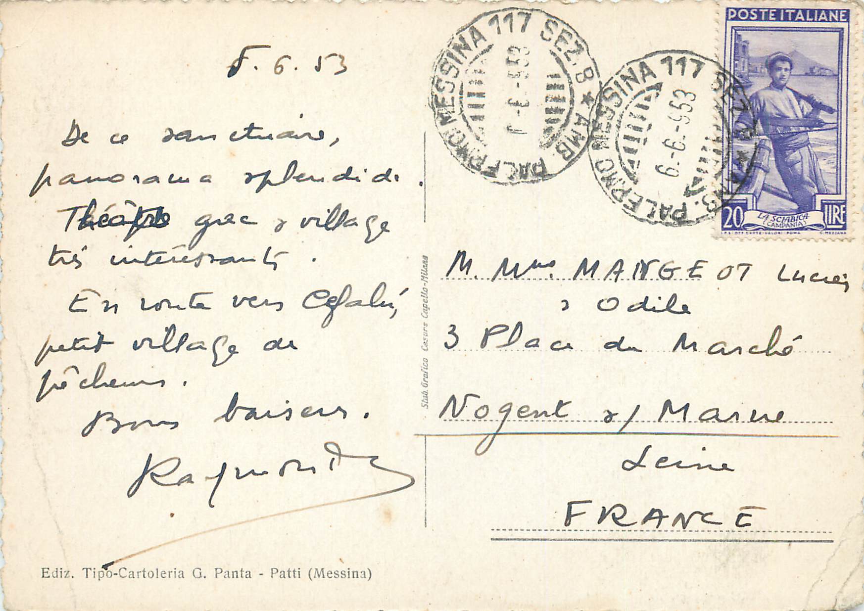 CPM Santuario Tindari Lato Nord — Rückseite